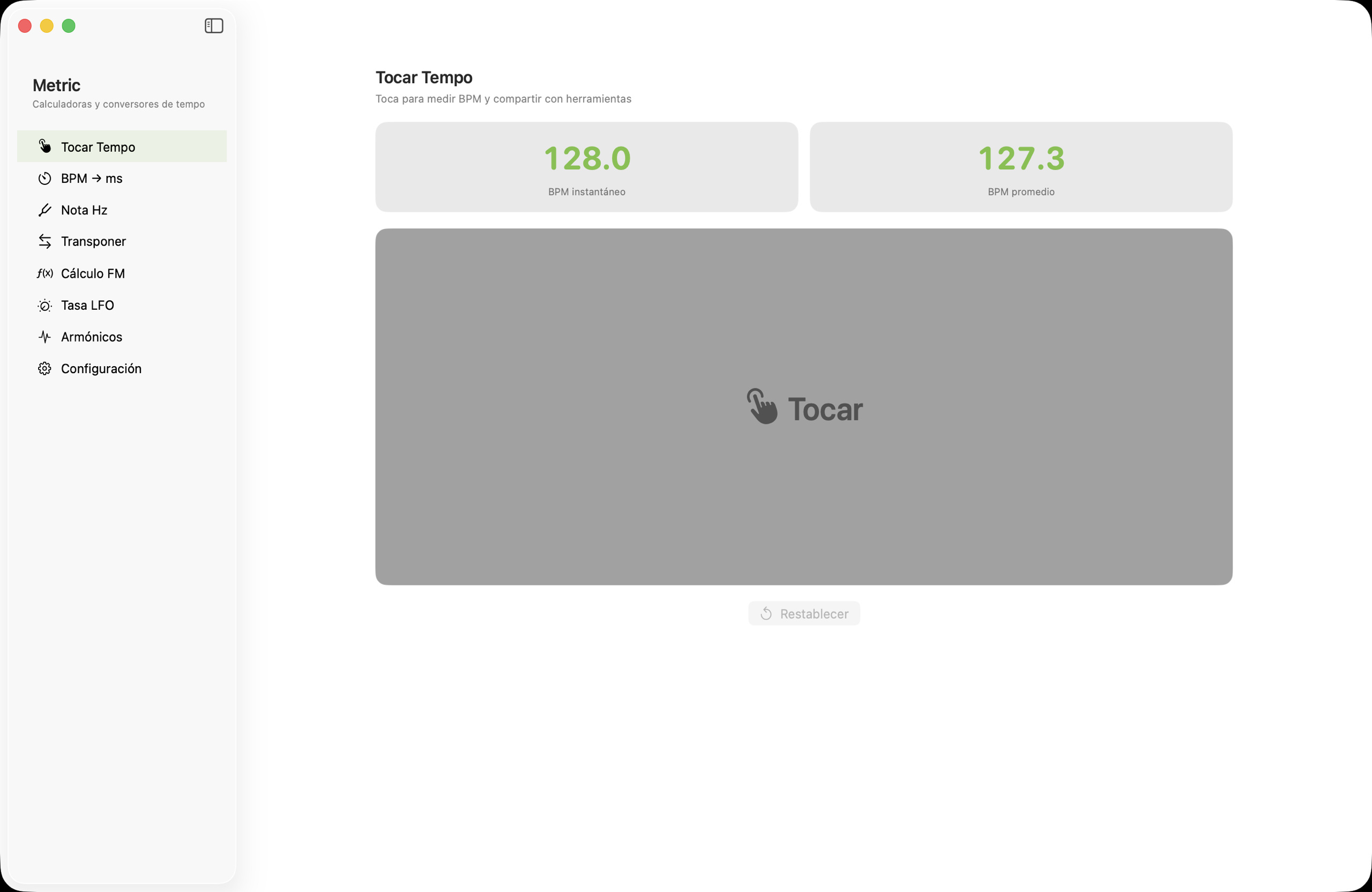 Presets de tempo en macOS
