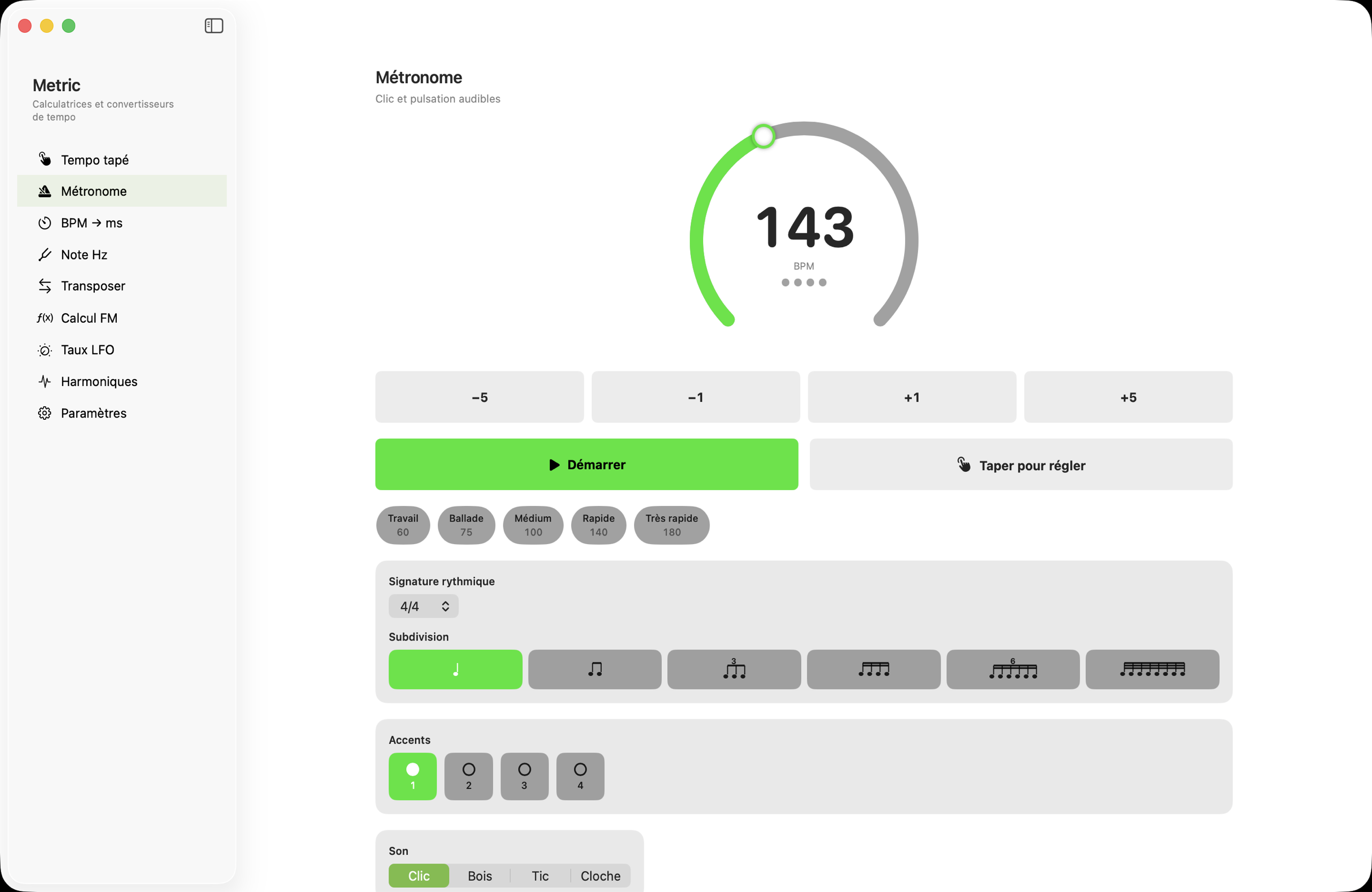 Métronome sur macOS