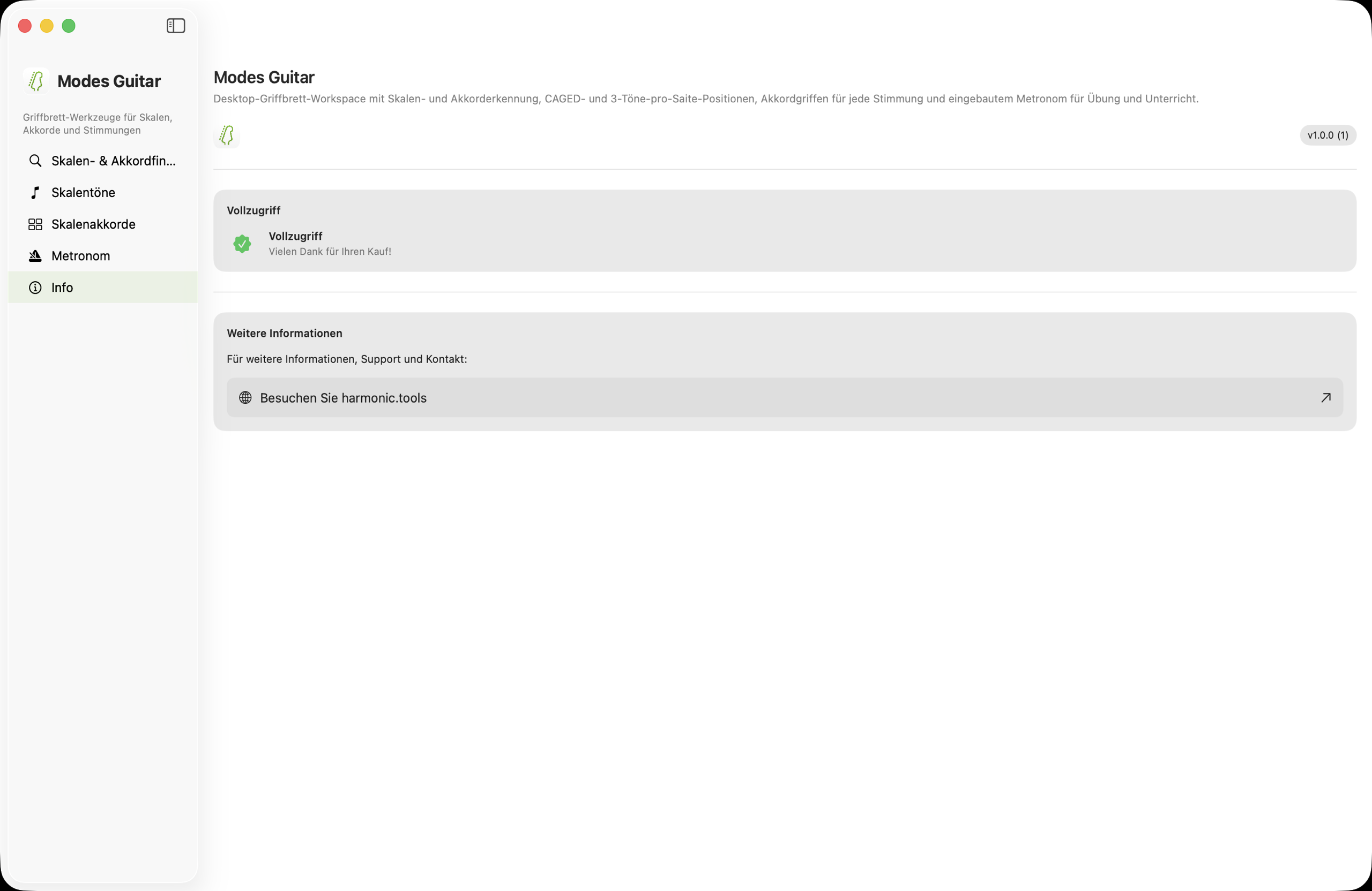 Info-Bildschirm auf macOS