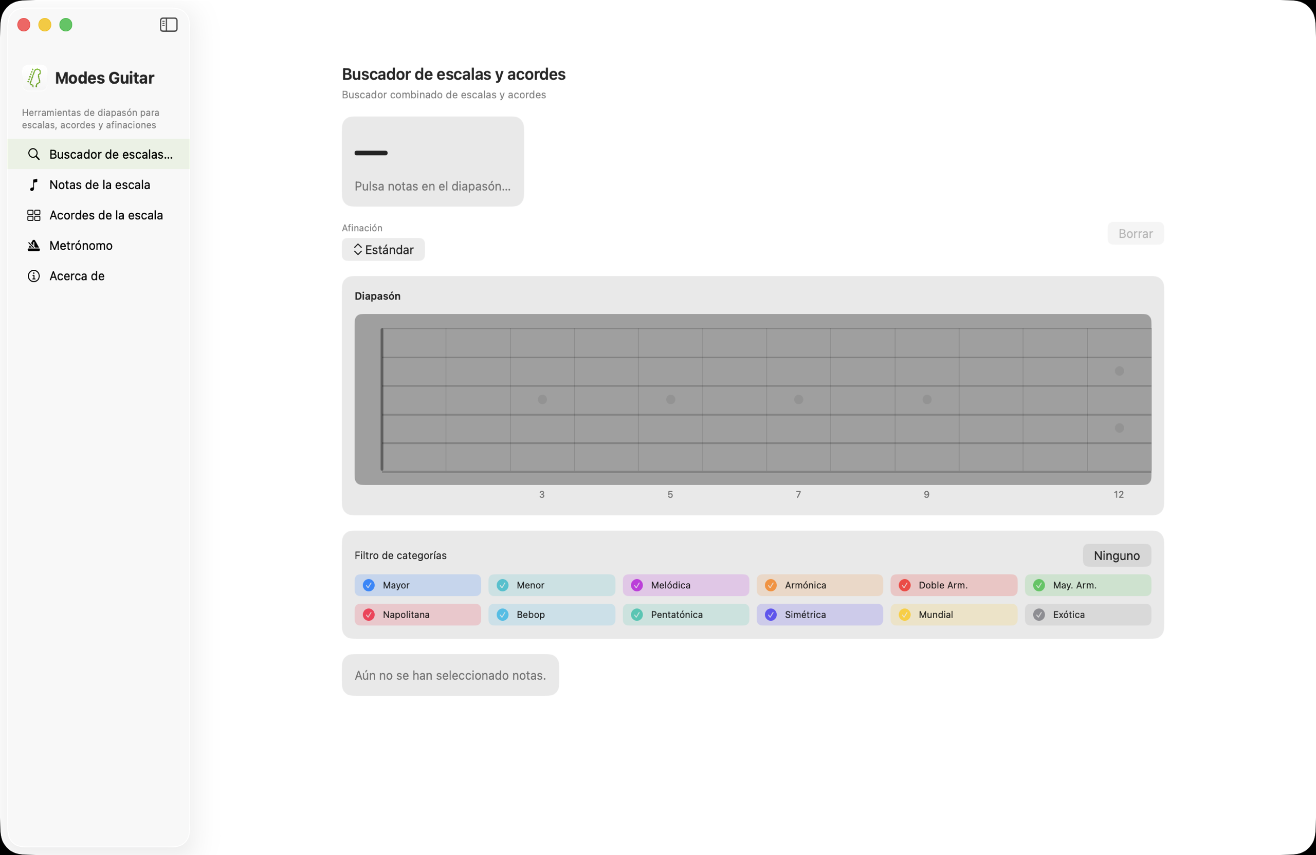 Identificación de escalas y acordes en macOS