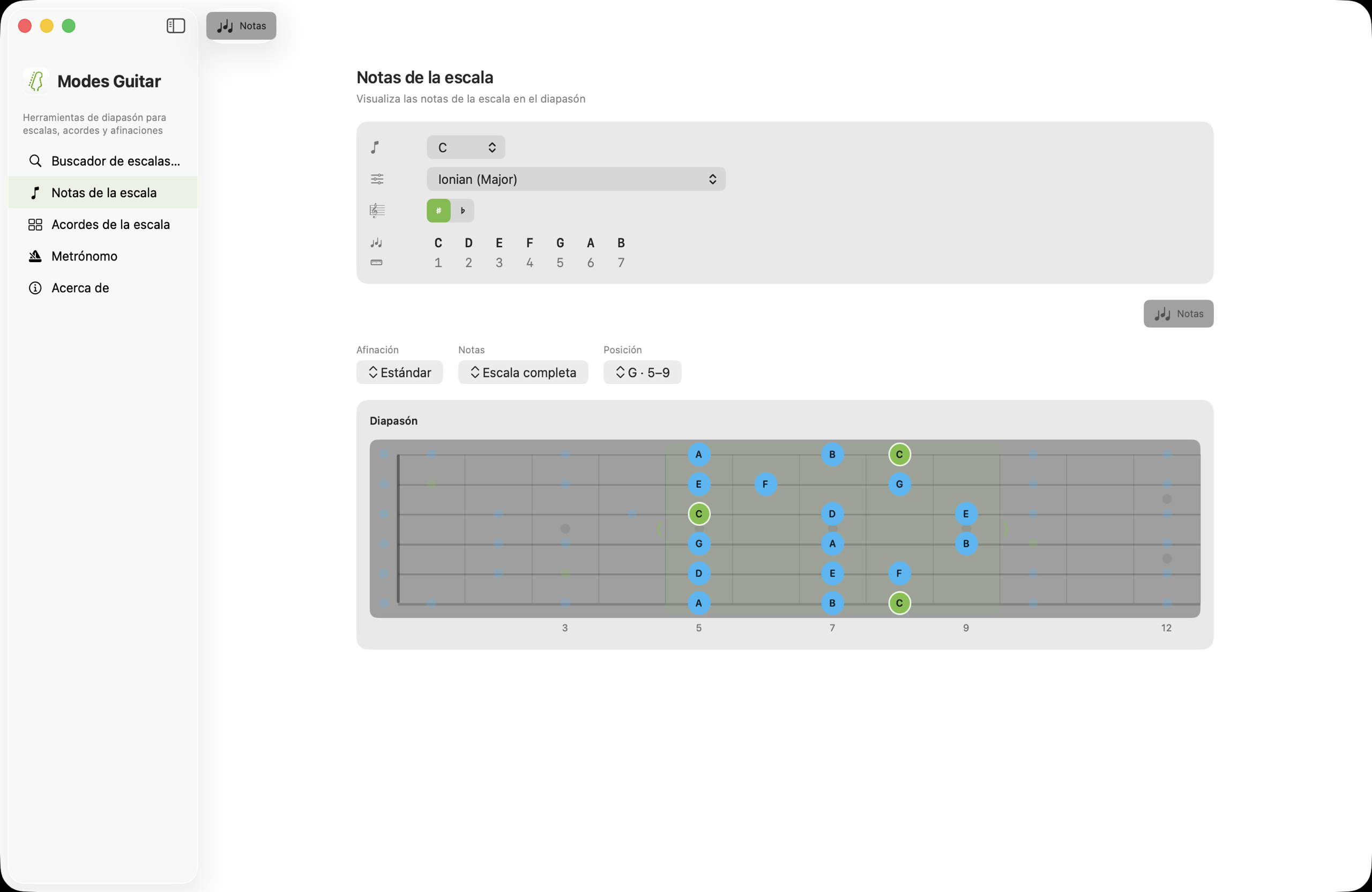 Modes Guitar en macOS