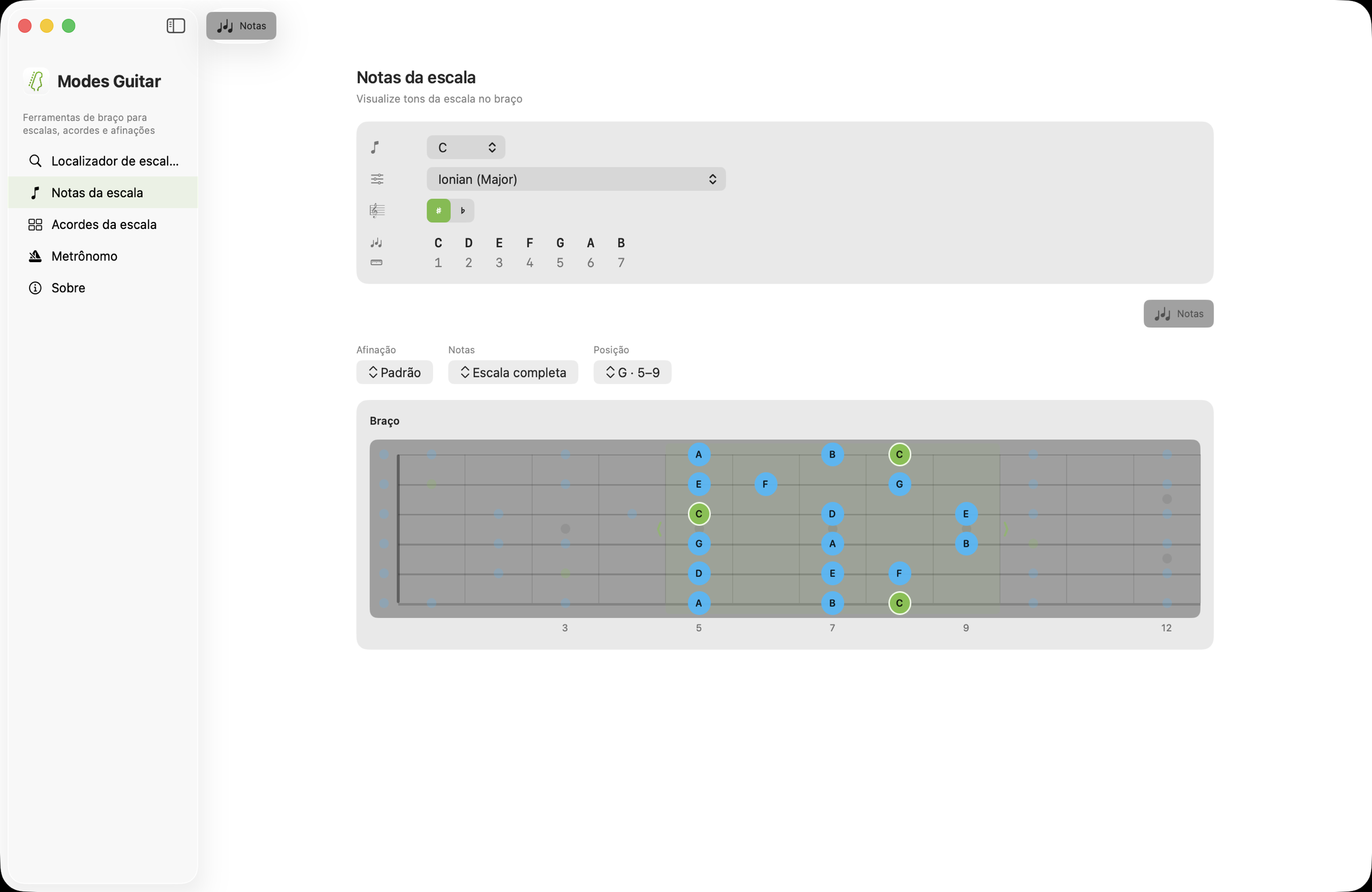 Modes Guitar no macOS