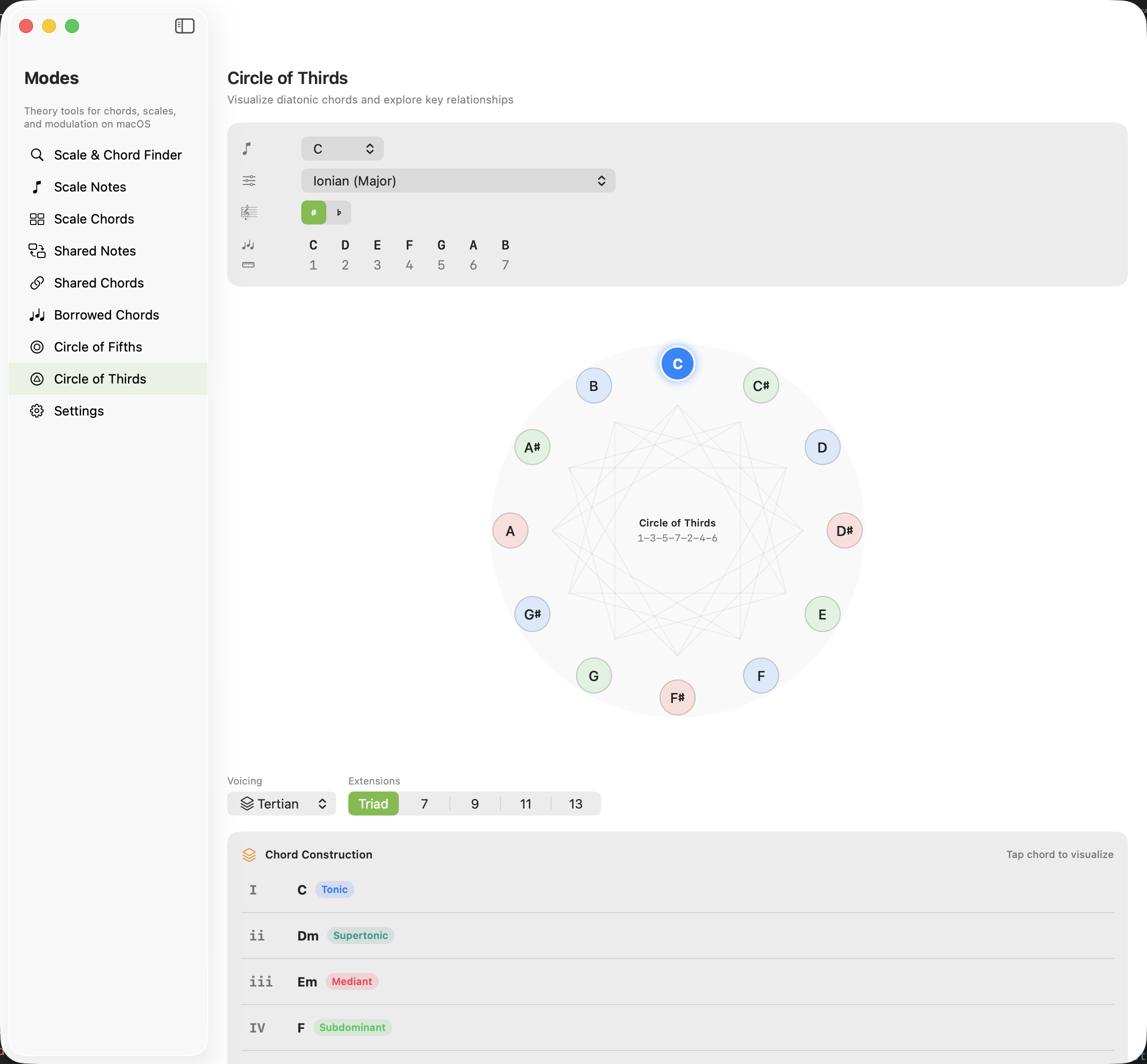 Circle of Thirds screen on macOS