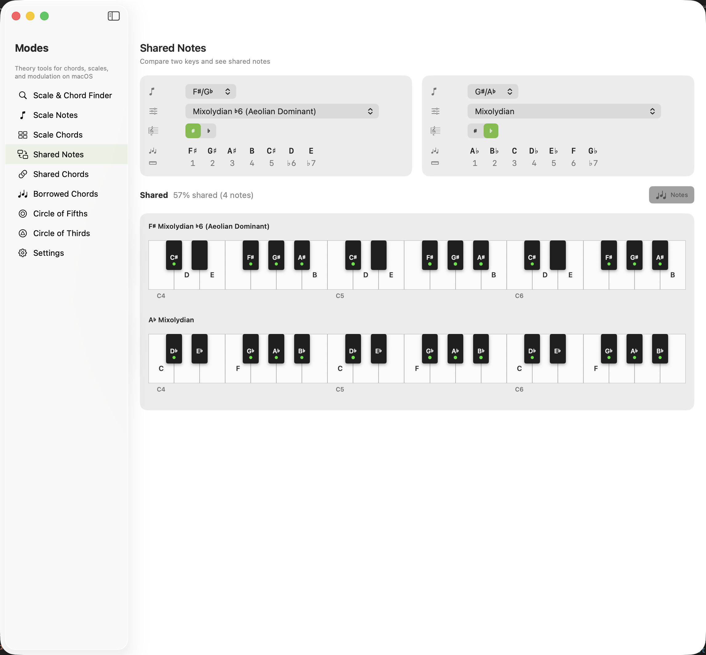 Shared Notes screen on macOS